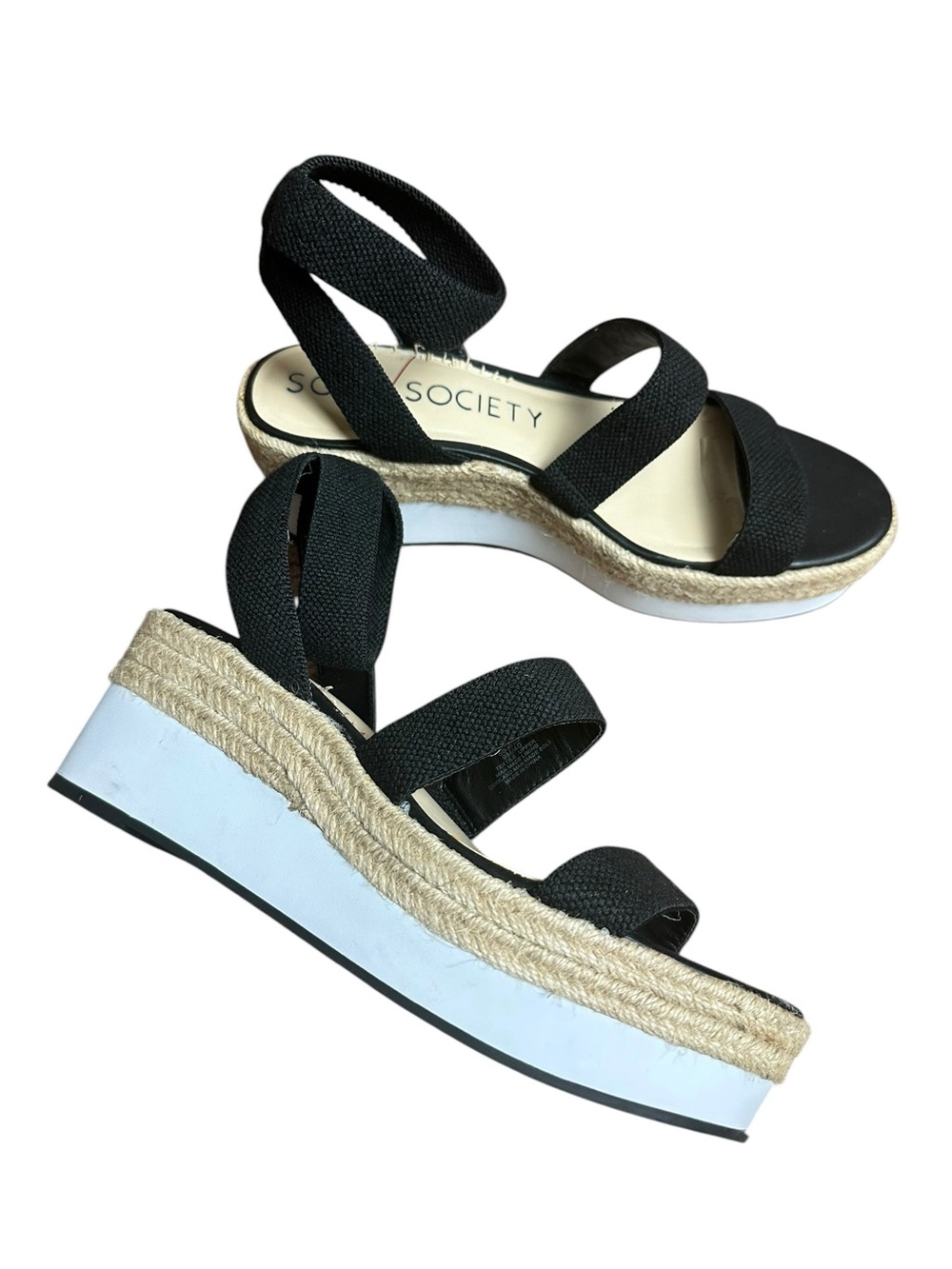 SOLE SOCIETY Black Platform Espadrille Sandals Size 9